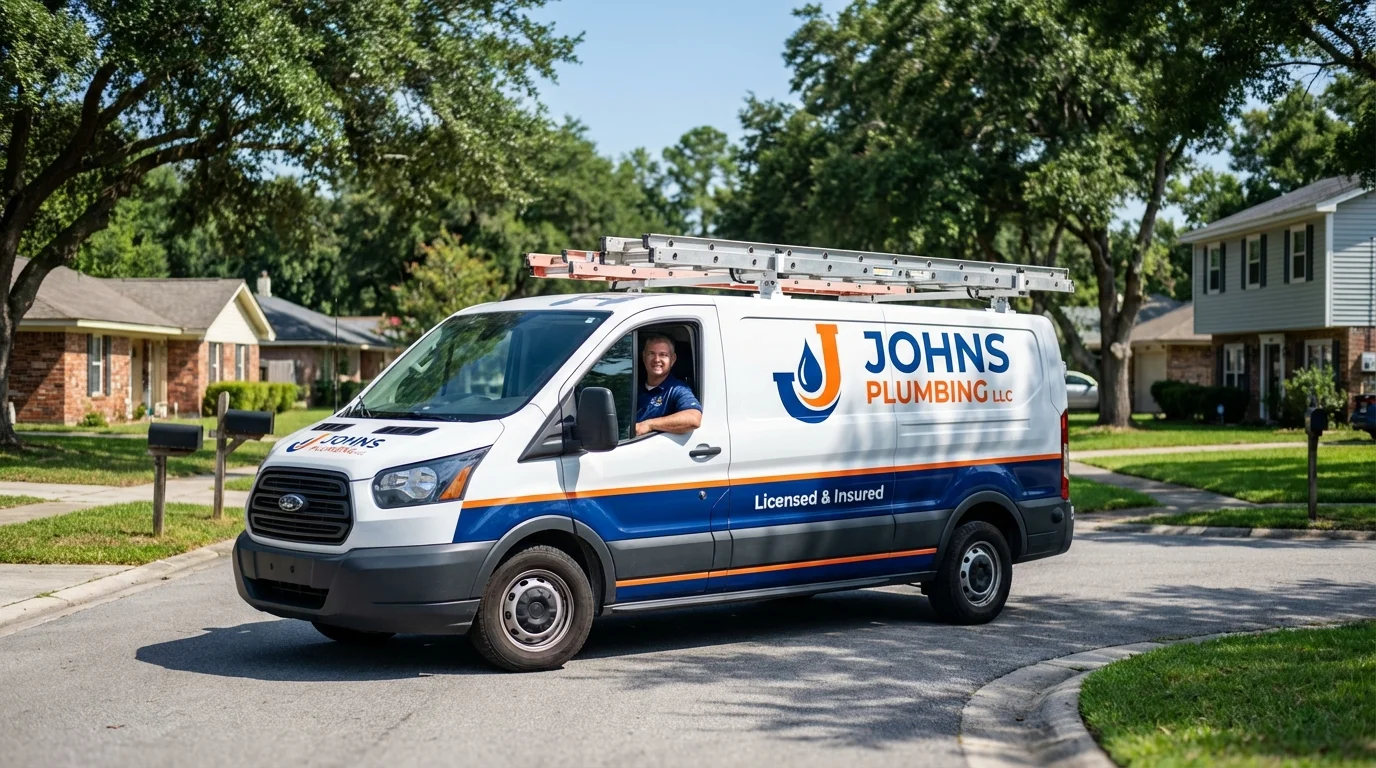 Johns Plumbing LLC service van in Lake Waccamaw, NC