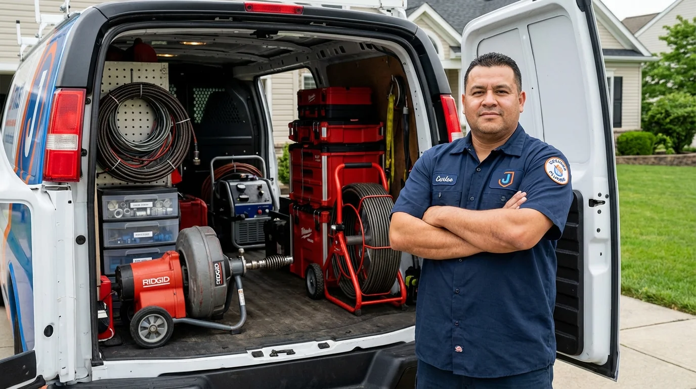 Professional drain cleaning equipment and Johns Plumbing LLC plumber in Lake Waccamaw