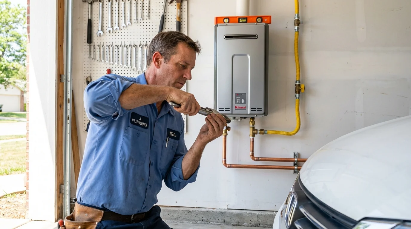Tankless water heater installation by a Johns Plumbing LLC plumber in Lake Waccamaw